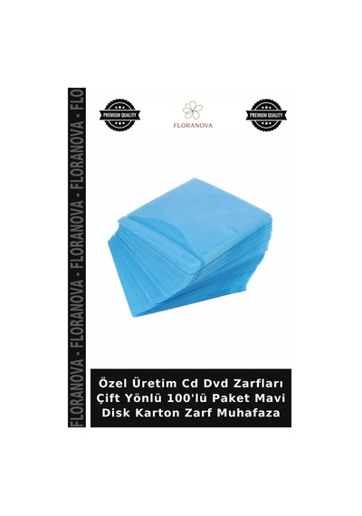 Özel Üretim Cd Dvd Zarfları Çift Yönlü 100'lü Paket Mavi Disk Karton Zarf Muhafaza