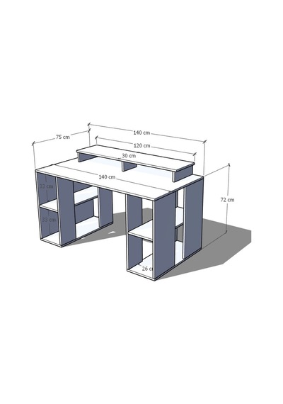 Karnaval Çalışma Masası M35001-1 Ders Çalışma Masası Bilgisayar Masası Beyaz 140x75cm