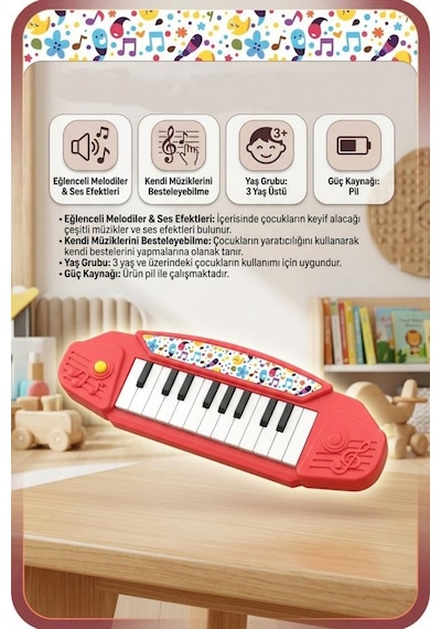 Mini Elektronik Orgum Pilli Sesli 21 Tuşlu Farklı Farklı Ritimli Eğlenceli Oyuncak Piyano