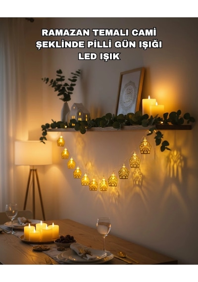 Mey İthalat Ramazan Bayram Süslemesi İçin Led Işık Cami Figürlü Dekoratif Tasarım