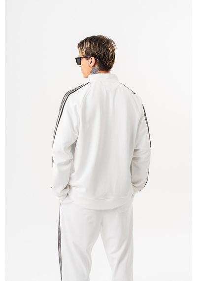 Respire Erkek Şerit Detaylı Dik Yaka Doubleface Zip Oversize Sweatshirt Ekru