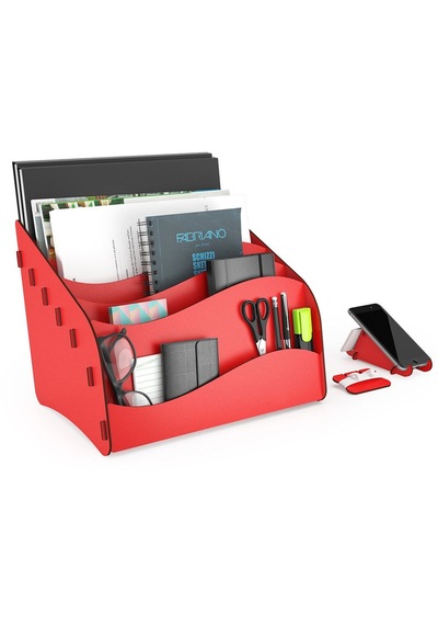 Design Otto Wavy Masaüstü Organizer Evrak Rafı - 6 Renk Kırmızı - 114808291 Kırmızı