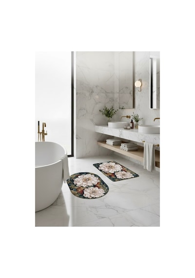 2 Li Sihirli Paspas,su Emici, Kaymaz Tabanlı, Banyo,duş,mutfak,lavabo,balkon Kapısı 57,5x38 Cmx 2 Çiçekli2
