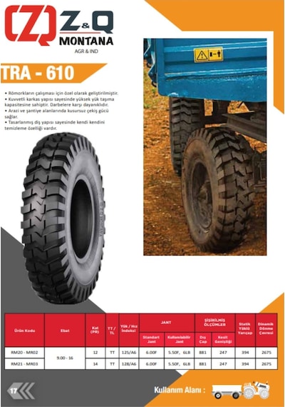 9.00-16 14 Pr Kat Tt Tra-610 Römork Lastiği