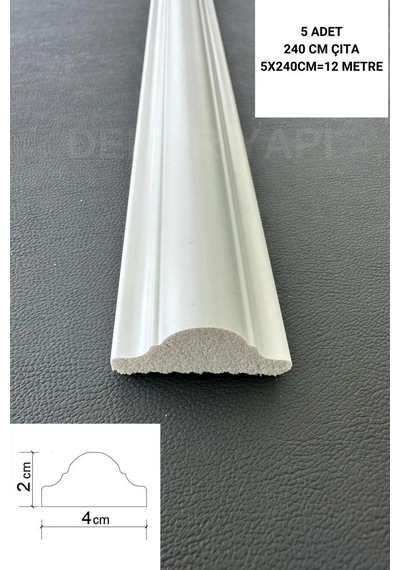 Dekoratif Boyanabilir 5 Adet 4 Cm Polistren Duvar Çıtası