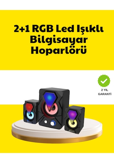 2.1 - 847 - Usb Bağlantılı Oyun Hoparlörü Renkli - Muratech - Led Işıklı