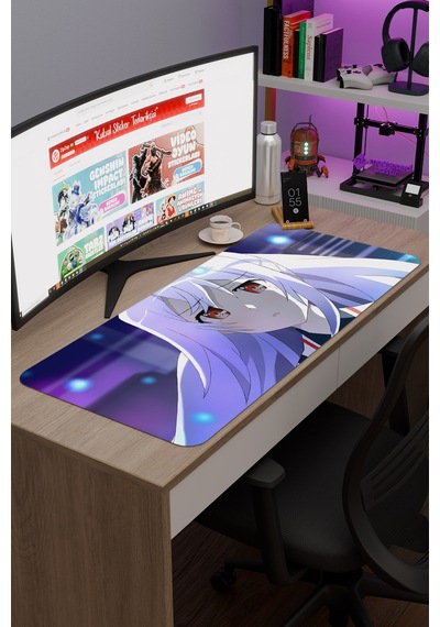 Plastic Memories Kaymaz Dikişli Kauçuk Oyuncu Mousepad V4 - 90x40 Xxl Gaming Mouse Pad Fare Altlığı