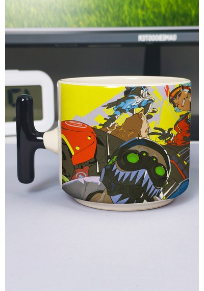 Apex Legends Baskılı Seramik Lüks Kupa 1 Adet T Şeklinde Özel Siyah Kulp Dalga Kulp V1t Çok Renkli