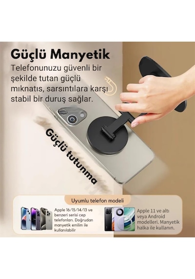 Ayrex Coofbe Magsafe Uyumlu Metal Ayarlanabilir 360 Döner Masaüstü Telefon Tutucu Telefon Standı Kaymaz Diğer