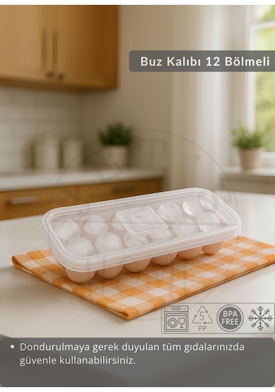 12 Bölmeli Buz Kalıbı Esnek Silikon Buz Küpü Bpa Free Yuvarlak Bas Parmak Buzluk Çapı 3,5 Cm Pembe Pembe