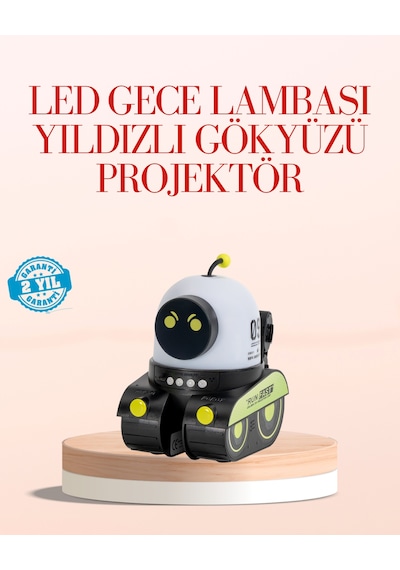 Robot Tasarımlı Bluetooth Hoparlörlü Yıldızlı Gökyüzü Projektör Renkli