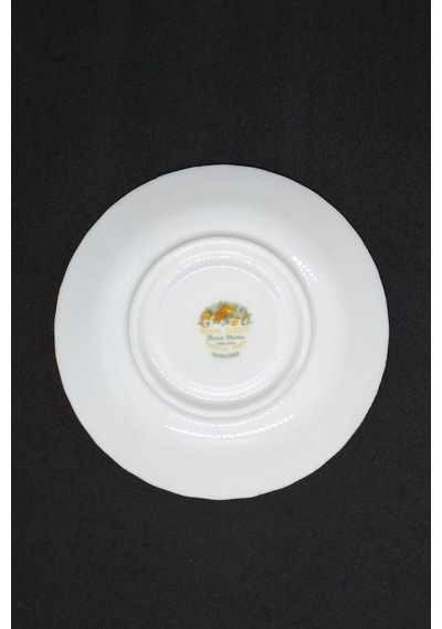 Sheraton Serisi Marjorie Bone China England Antika Porselen Kahve Fincan Tabağı 12 Cm Sarı - Yeşil