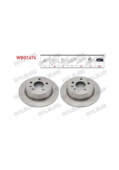 Mercedes Vito 638 108 Cdı - 110 Cdı - 112 Cdı 1997-2003 I Arka Duz 5 Bjn 280x10x67x65,2 Fren Diski