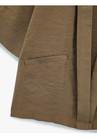 Koton Modal Kumaş Şal Yaka Cepli Uzun Kollu Kimono Ceket Bej 6sak50042ew Ekru