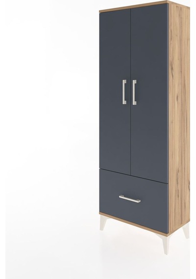 Arges Dolap 4 Raflı Tek Çekmeceli 2 Kapaklı 60x30x163 Çam-ant... Çam