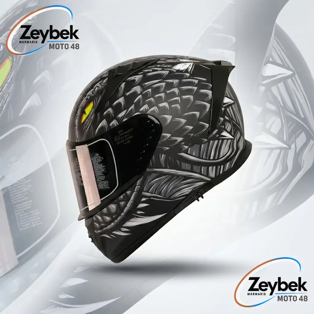 M-801 Draglax Grey Fiber Full Face Kask Güneş Vizörlü & Dot Onaylı Draglax Grey