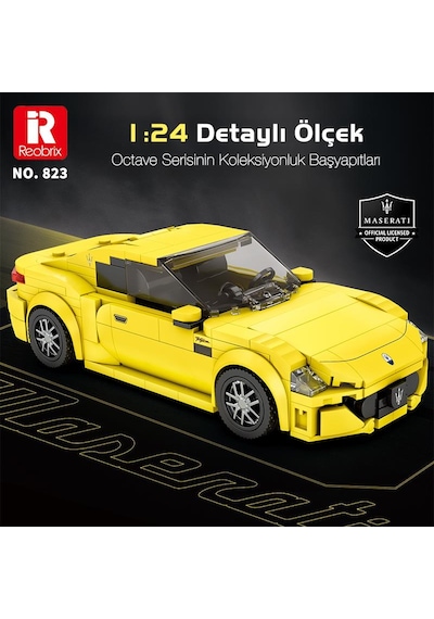 Reobrix Technic 823 1/24 Granturismo Maserati Sarı Spor Araba Yaratıcı Yapı Blok Seti Building Blocks - 384 Parça