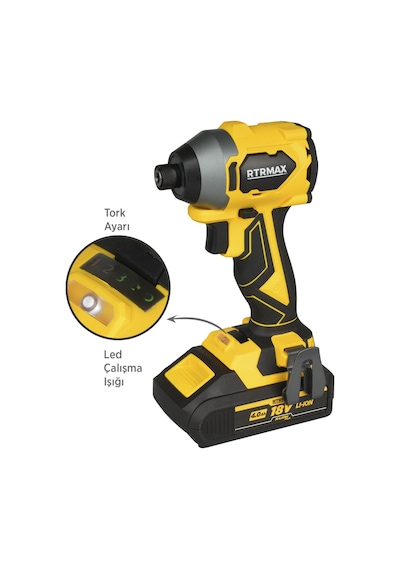 Rtrmax RTX3050 Şarjlı Torklu Vidalama Kömürsüz 230Nm 2x4 Ah Plus Çift Akü Hızlı Şarj X-Lion