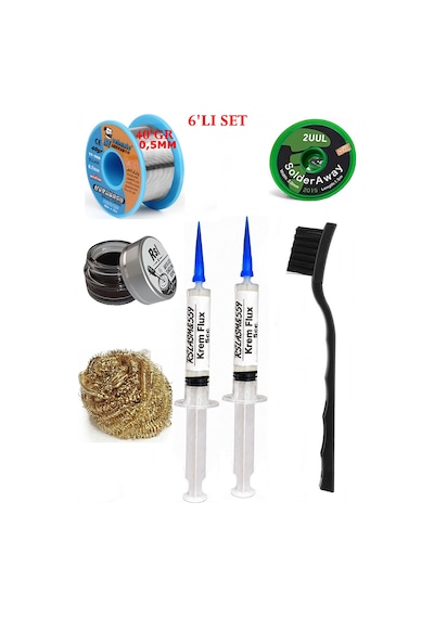 Lehimleme Seti 40 G 0,5 Mm Lehim Teli 2uul-2015 Lehim Fitili Flux Lehim Toplama Tek Fırça Seti Tk143