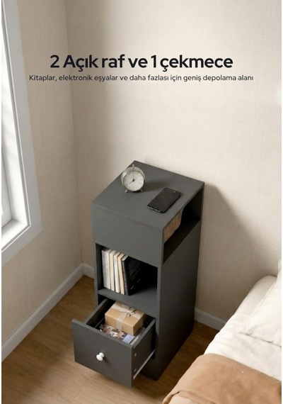 Mia Dar Komodin Çekmeceli, Değiştirilebilir Açık Bölmeli Komodin, Yan Sehpa Diğer