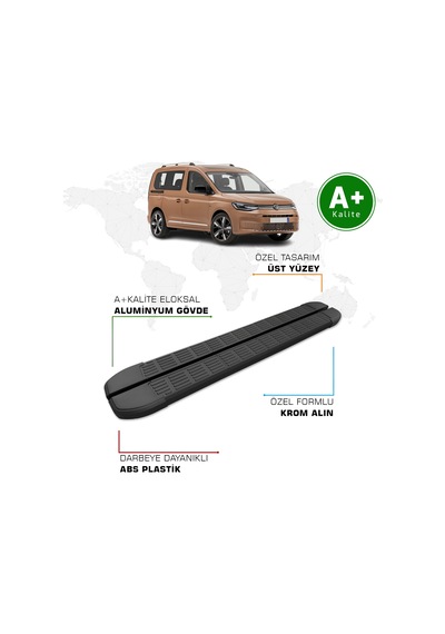 Volkswagen Caddy Yan Basamak 2020 Model Ve Sonrası S-line Siyah