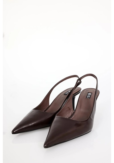 Kahverengi Sivri Burun Slingback 25149 Kahverengi