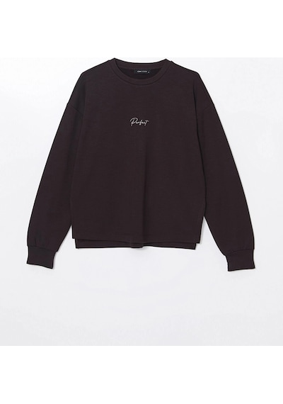 LC Waikiki Lcw Vision Kahverengi Bisiklet Yaka Nakışlı Oversize Kadın Sweatshirt Koyu Kahverengi LC Waikiki Lcw Vision Kahverengi Bisiklet Yaka Nakışlı Oversize Kadın Sweatshirt Koyu Kahverengi