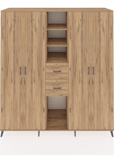Kronos Dolap 15 Raflı 2 Çekmeceli 4 Kapaklı 220x59x243 Çam-çam/çam Atlas Çam/atlas Çam