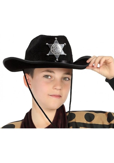 Çocuk Kovboy Şapkası Sheriff Şapkası Siyah Renk "