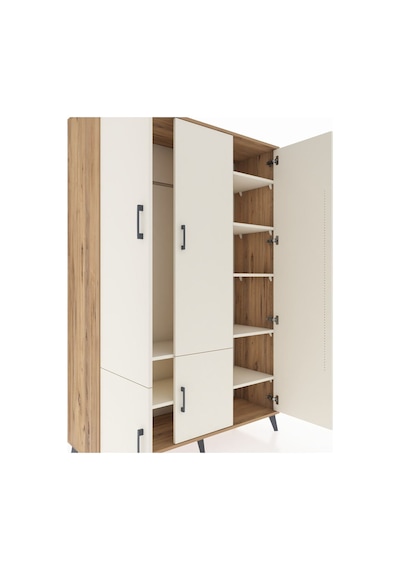 Hyperion Dolap 7 Raflı 5 Kapaklı Tek Askılı 132x44x195 Çam-ay... Çam