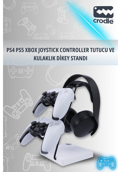 Beyaz Ahşap Ve Siyah Metal Gaming Ps4 Ps5 Xbox Joystick Kontrolle
