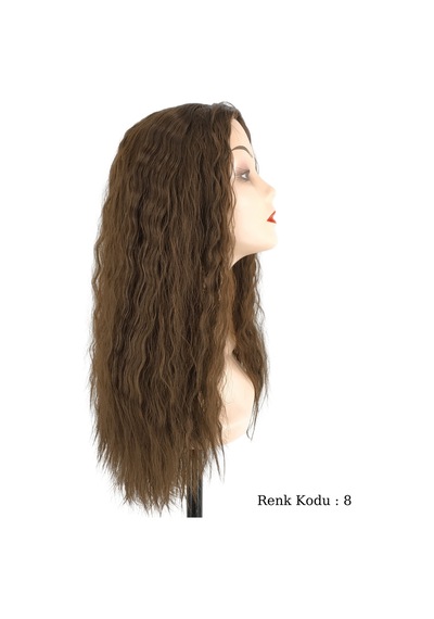 Afro Su Dalgası Peruk Fiber Sentetik Koyu Kumral No-8