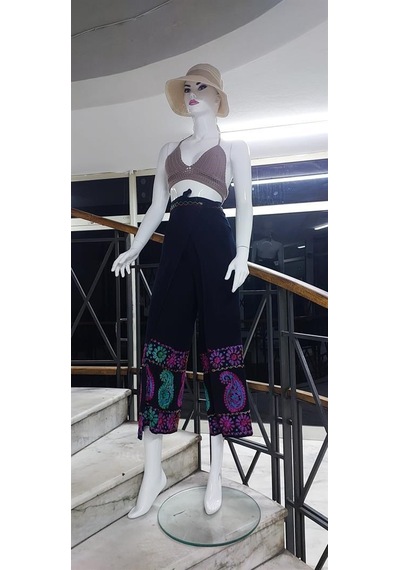 Eren Style Otantik Batik Desenli Harem Bulmaca Şalvar Pantolon 104 Cm Lacivert