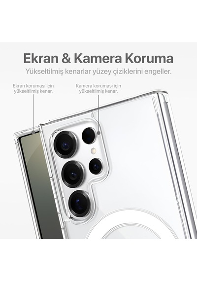 Samsung Galaxy S25 Ultra İle Uyumlu Kılıf Şeffaf Kamera Korumalı Magsafe Uyumlu Telefon Kılıfı