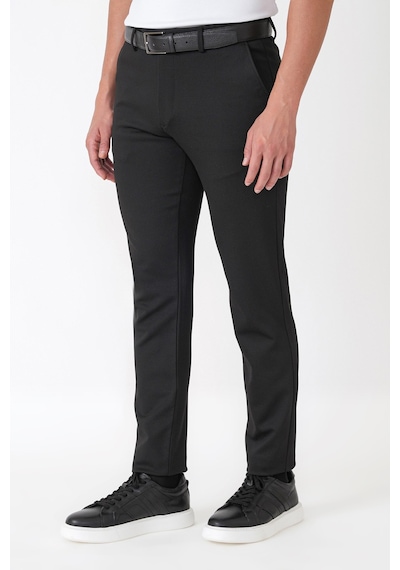 Slim Fit Esnek Pamuklu Yan Cepli Siyah Pantolon P 1231