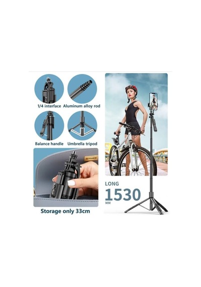 Profesyonel Tripod Ve Selfie Çubuğu L16 Bluetooth Uzaktan Kumandalı 153 Cm Cep Telefonu Yüksekliği Ayarlanabilir Ma Diğer