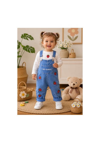 Baby Buu Çilek Nakışlı Denim Kotlu Mevsimlik 2'li Kız Bebek Salopet Tulum Takımı 6-9ay, 9-12ay, 12-18ay, 18-24ay Beyaz Beyaz Baby Buu Çilek Nakışlı Denim Kotlu Mevsimlik 2'li Kız Bebek Salopet Tulum Takımı 6-9ay, 9-12ay, 12-18ay, 18-24ay Beyaz Beyaz