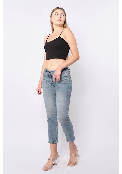 Blue White Kadın Düşük Bel Mavi Jean Pantolon 25
