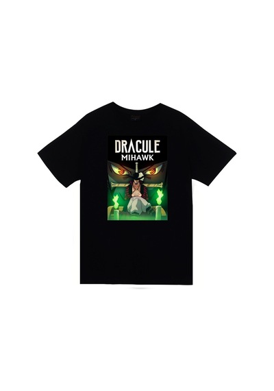 One Piece Dracule Mihawk Anime Karakter Baskılı Unisex %100 Pamuk Siyah T-shirt SIYAH