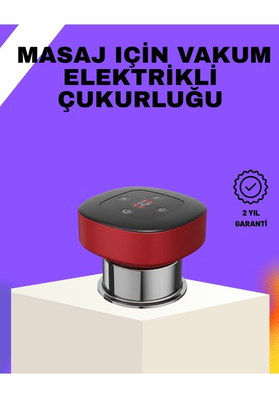 Vakumlu Masaj Aleti Çok Kademeli Emme Isıtmalı Ev Tipi Terapi - Lisinya Kırmızı