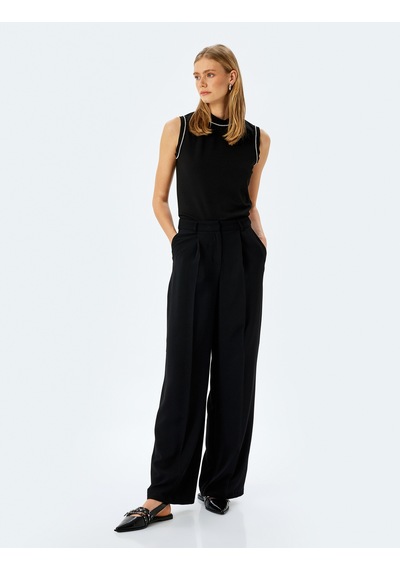 Koton Slim Fit Bisiklet Yaka Taşlı Kolsuz Tişört Siyah 5sak10005uk Siyah