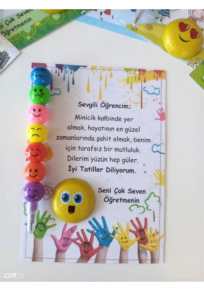 Farklı Market Emoji Çikolata Ve Kalem Karne Hediyesi 7 Adet