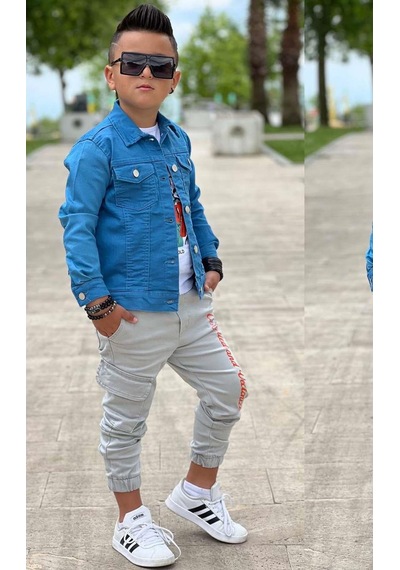 Riccotarz Erkek Çocuk Kaplan Detaylı T-shirt Sırt Baskılı Mavi Jean Ceket Kargo Cepli Alt Üst Takım Mavi Riccotarz Erkek Çocuk Kaplan Detaylı T-shirt Sırt Baskılı Mavi Jean Ceket Kargo Cepli Alt Üst Takım Mavi