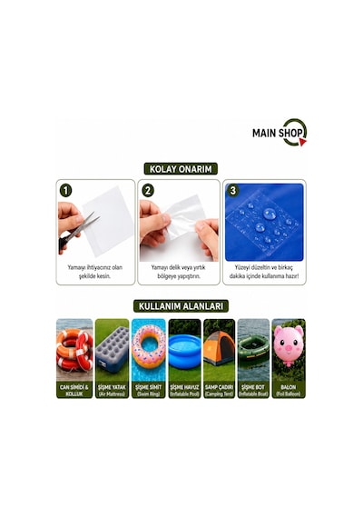 Mainshop 12'li Onarım Yaması - Şişme Havuz, Bot Ve Simit Tamir Kiti M-51