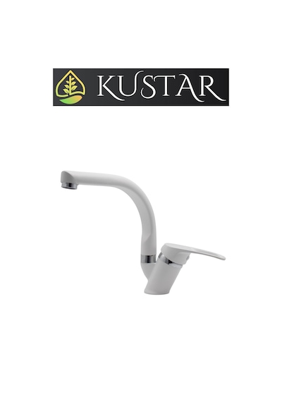 Kustar Tyal Kısa Mix Aç Kapa Banyo Lavabo Bataryası Beyaz