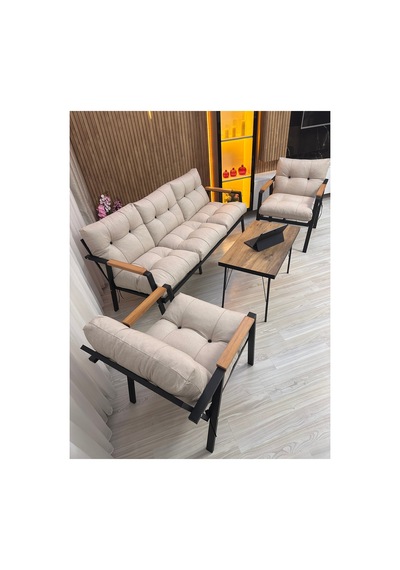 Houseart Balkon, Bahçe,teras,cafe - Salon - Metal Kanepe Koltuk Takımı - 3 1 1 Sehpa Krem Houseart Balkon, Bahçe,teras,cafe - Salon - Metal Kanepe Koltuk Takımı - 3 1 1 Sehpa Krem