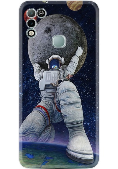 Infinix Hot 11 Play Kılıf Silikon Desen Astronot Ve Dünya 1759
