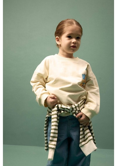 Defacto Oversize Sırt Baskılı Sweatshirt Erkek Bebek G7485a526sper78 Ekru-er78