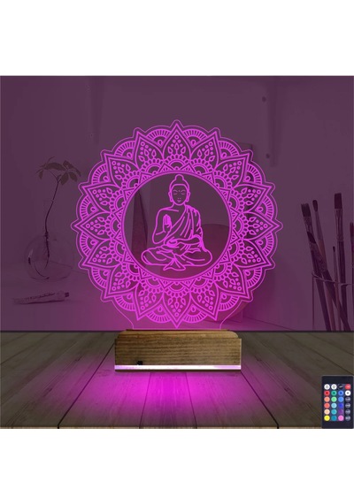 Luvivia Mandala Yoga 3d Lamba - Masa Gece Lambası Şeffaf