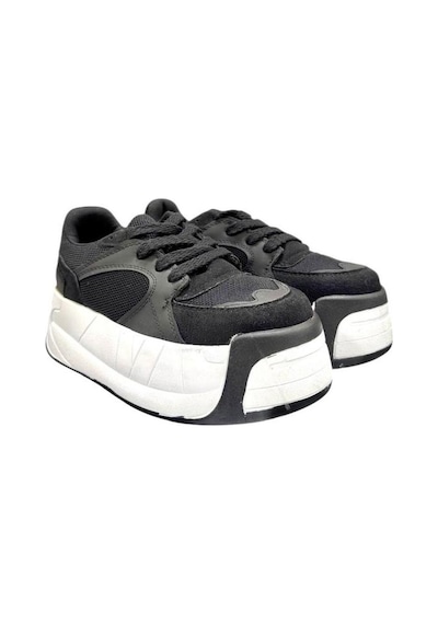 Aybaak 5007 Yüksek Dolgu Topuk Kadın Ayakkabı Sneaker Siyah
